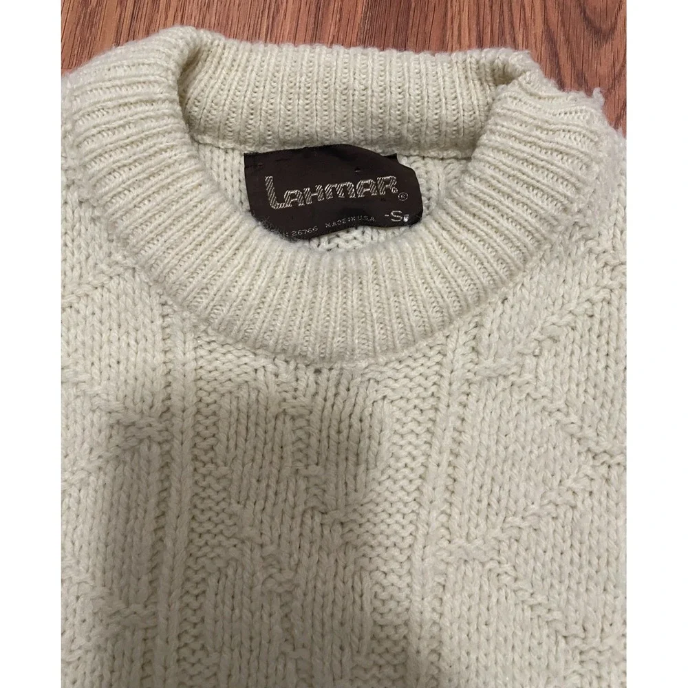 Lahmar Sweater Mens Small Fisherman Knit Cream Aran Cable Wool Blend